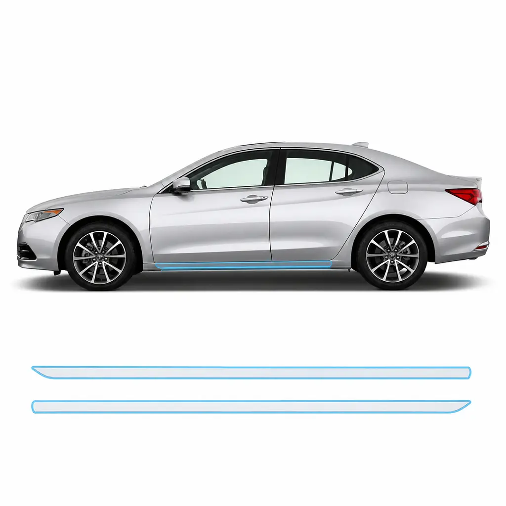 Антигравійна захисна бронеплівка за лекалами для Acura TLX I 2015-2017 - нижня зона кузова пороги