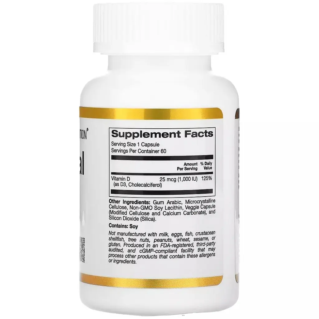 Ліпосомальний Вітамін D3 California Gold Nutrition Liposomal Vitamin D3 1000 МО 60 вегетаріанських капсул - фото 2