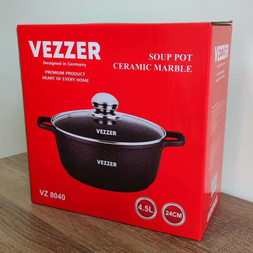 Каструля Vezzer з кришкою 24 см 4.5 л чорна (VZ8040) - фото 8