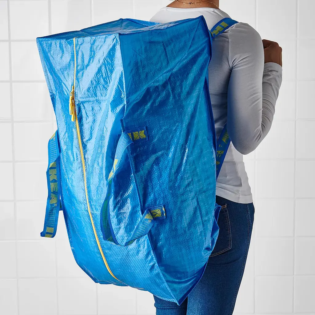 Сумка IKEA велика господарська для зберігання та переїзду, 76 л, синя, 73×35×30 см - фото 8