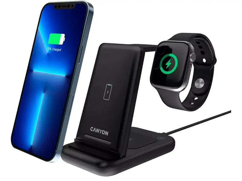 Бездротовий зарядний пристрій Canyon 3-in-1 Wireless charging station WS-304 (CNS-WCS304B) - фото 6