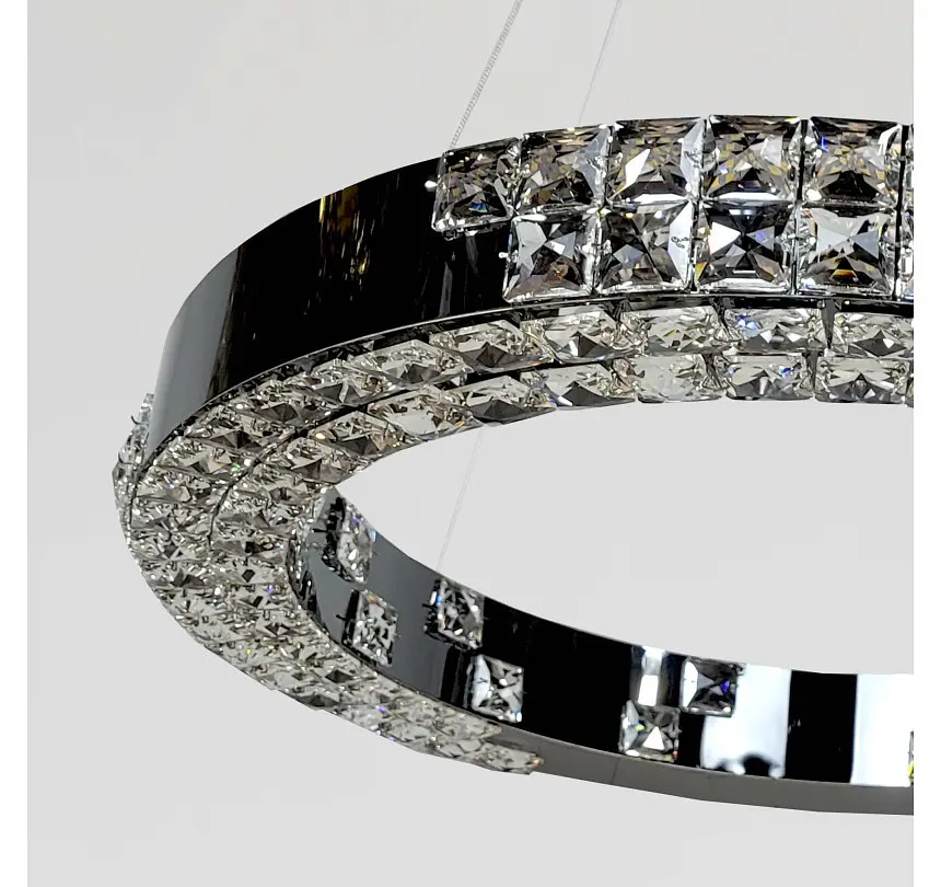 Кругла підвісна люстра світлодіодна Artlight 7712/600-BK темний хром зі скляними кристалами, пультом і трьома режимами - фото 3