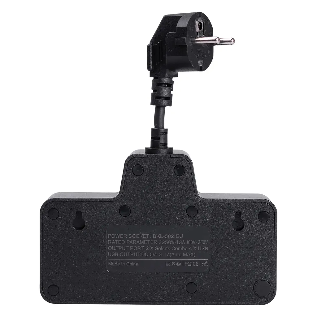 Мережевий фільтр-розгалужувач SNAILS 2 розетки LED 4 USB 8 см, чорний Yiwu HP-5-18 - фото 11