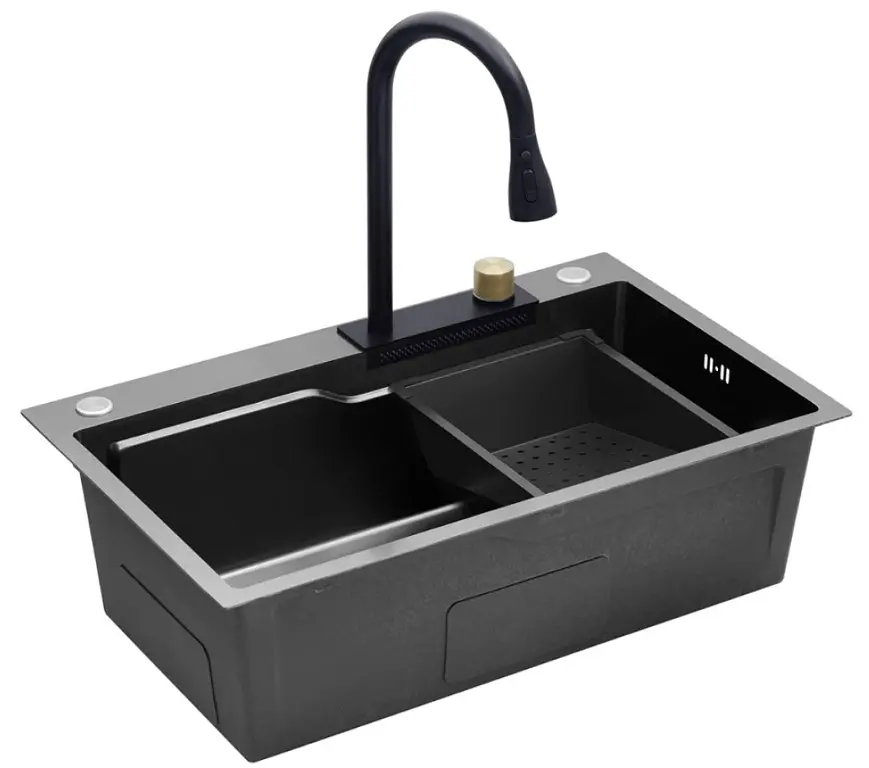 Кухонна мийка Kroner KRP Schwarze - SET7546HM PVD (3.0/0.7 мм) (CV032277) - фото 6