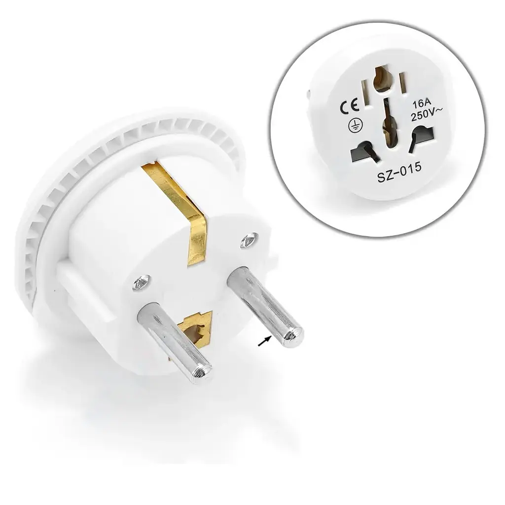 Адаптер перехідник мережевий 220 вольт – на євро розетку ep0203 білий - фото 2