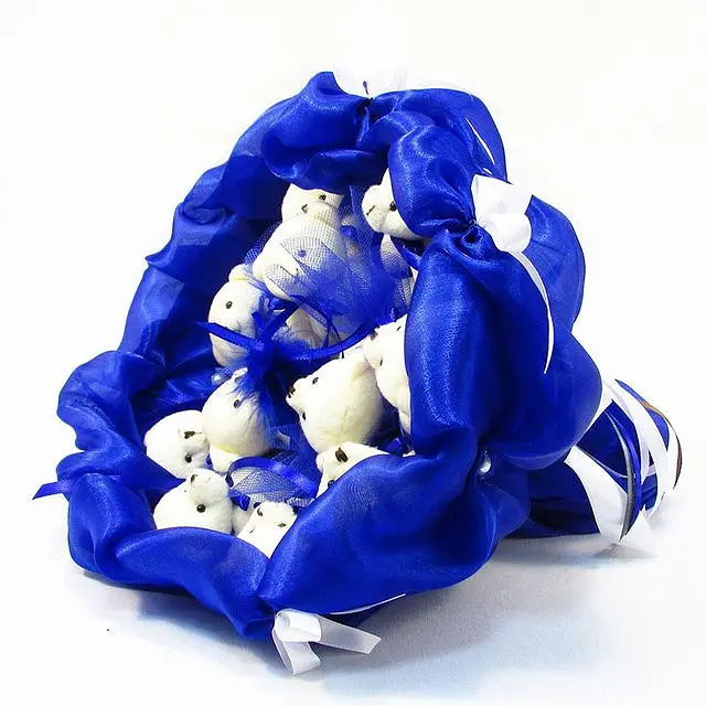 Букет из мягких игрушек 11 мишек 5282IT синий - фото 4