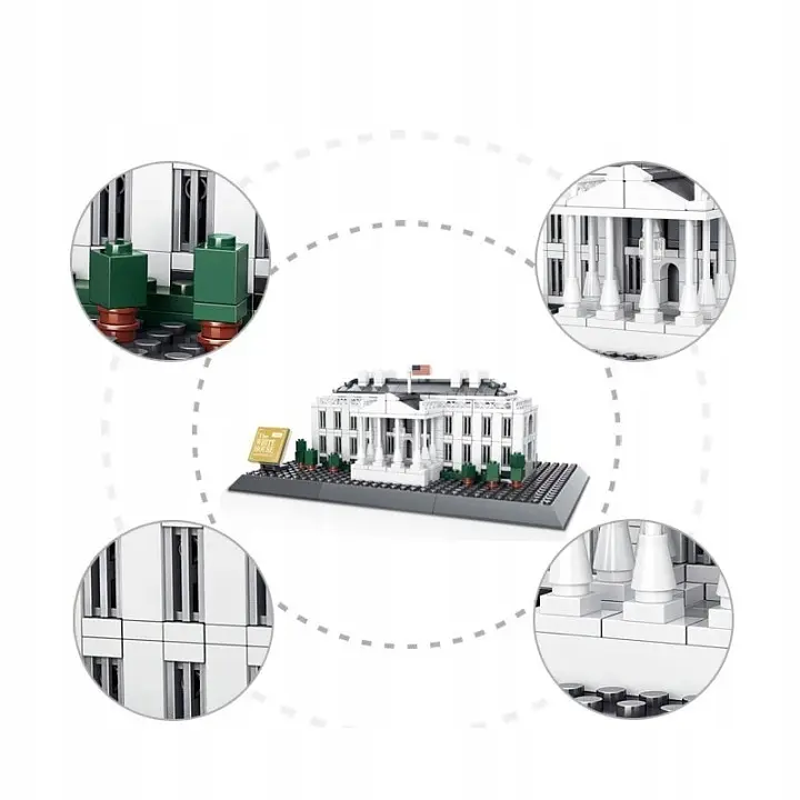 Конструктор Wange Архітектура 3D Білий дім The White house of Washington-USA 4214 3Д 773 деталі - фото 5