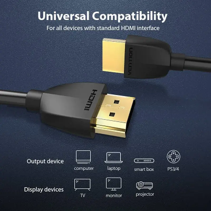 Кабель мультимедійний HDMI M to HDMI M 3.0m 4K60Hz black Vention (AAIBI) - фото 2