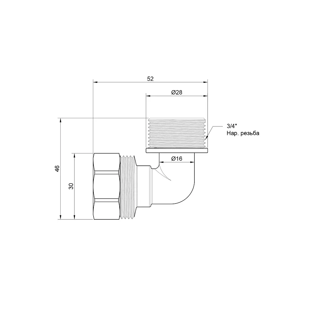 Уголок обжимной SD Plus 20x3/4" НР SD157W2020 - фото 2