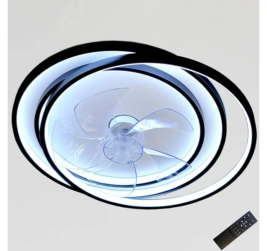Стельова LED-люстра-вентилятор Artlight WG5088A BK+WH, біла з чорною окантовкою, 70 Вт, від 10-18 м² - фото 4