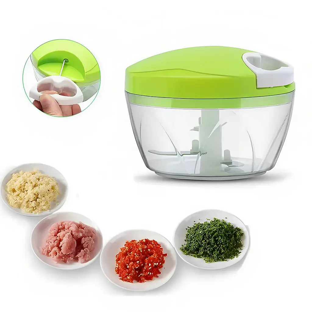 Універсальна ручна овочерізка подрібнювач із піддоном Easy Spin Cutter, Kitchen Master Салатовий 85348 - фото 2