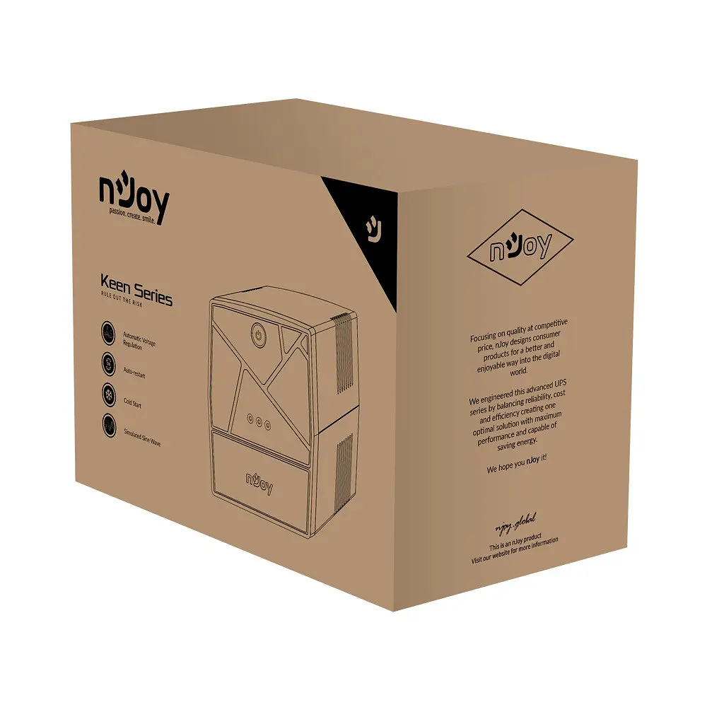 Джерело безперебійного живлення NJOY Keen 1000 (UPLI-LI100KE-CG01B) Lin.int., AVR, 4 x евро, пластик - фото 6