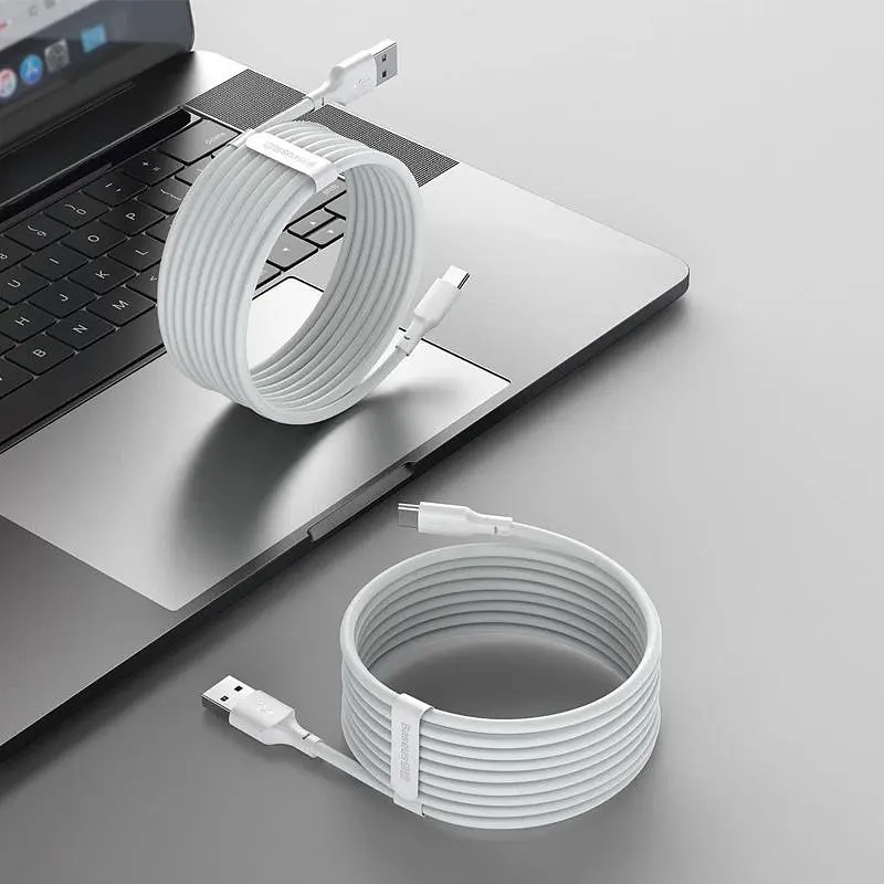 Кабель Baseus Simple Wisdom Cable USB to Type-C Kit 5A 1.5m 2PCS-Set TZCATZJ-02 White - фото 5