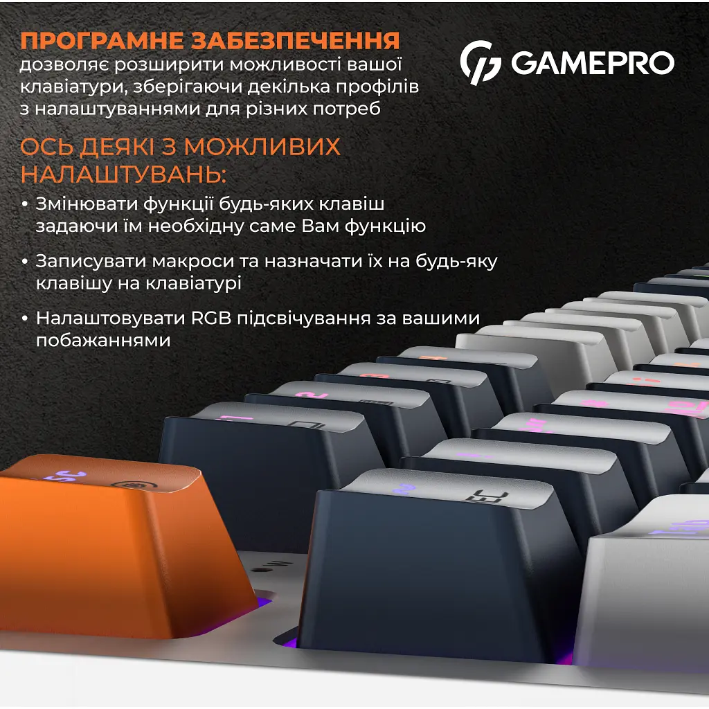 Клавиатура GamePro MK180W Hot-Swap Red Swich RGB USB UA White (MK180W) - фото 12