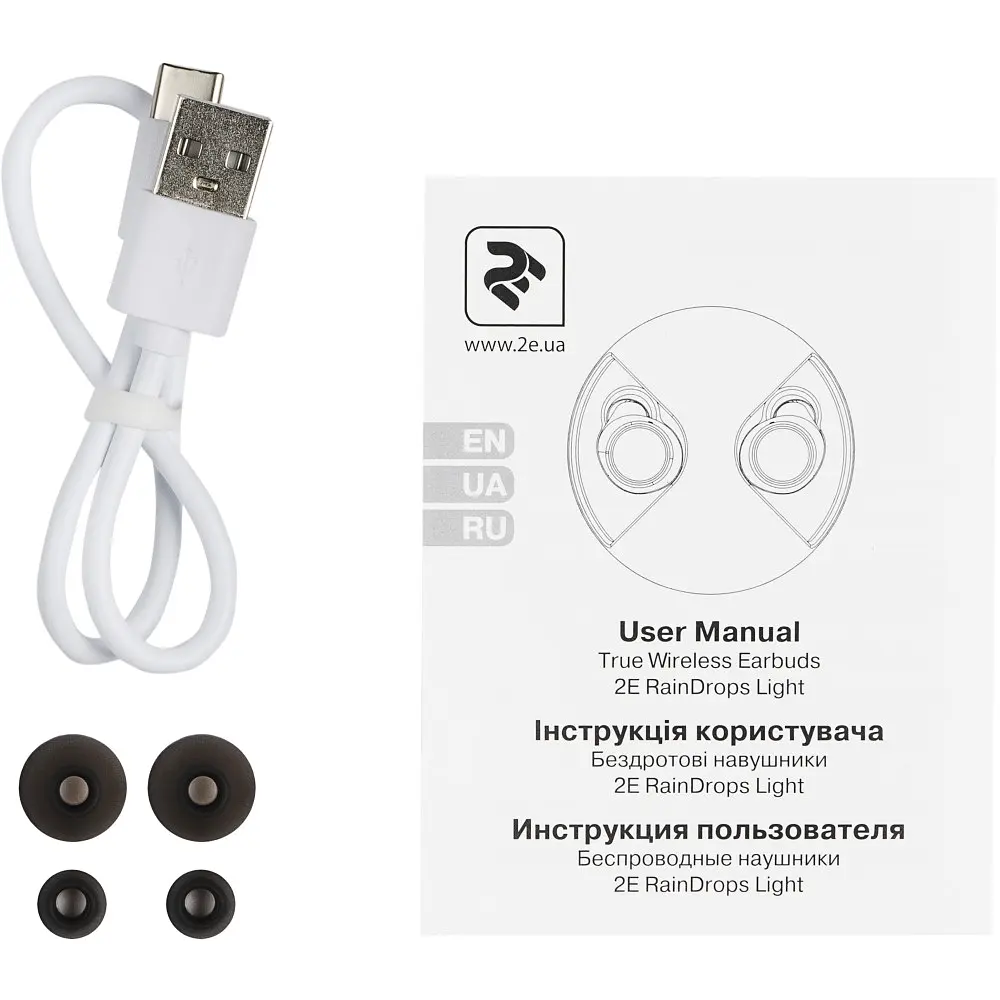 Навушники 2E RainDrops Light True Wireless White - фото 3