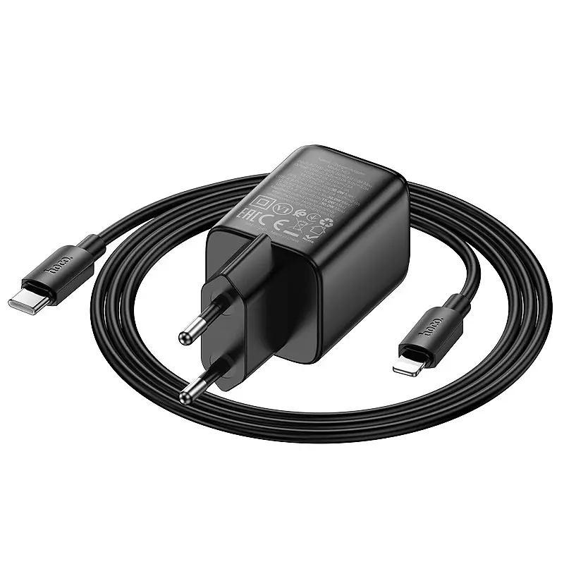 МЗП N53 Monsoon PD30W+QC3.0 (1USB-A/1C) + кабель Type-C to Lightning Black Hoco teh0029643 - фото 3