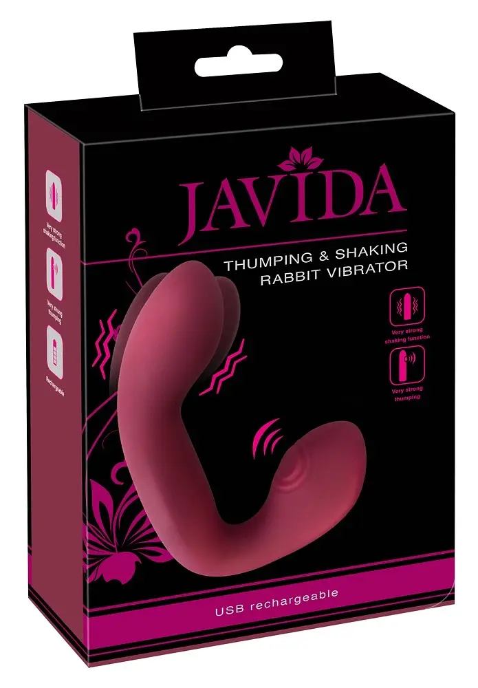 Вібратор Javida Thumping Shaking Rabb, 17.1 см (бордовий) - фото 6