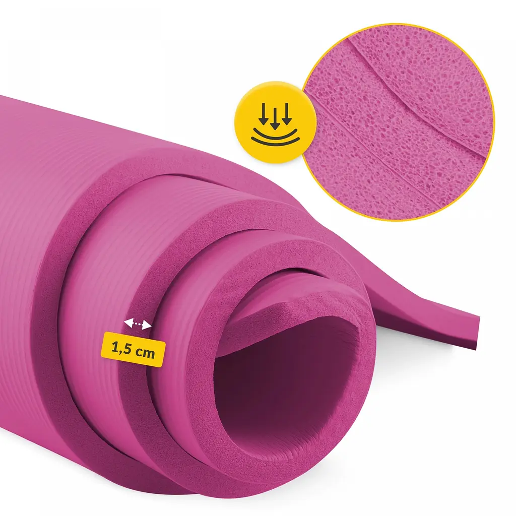 Килимок (мат) спортивний 4FIZJO NBR 180 x 60 x 1.5 см для йоги та фітнесу Pink (P-5905973405669) - фото 10