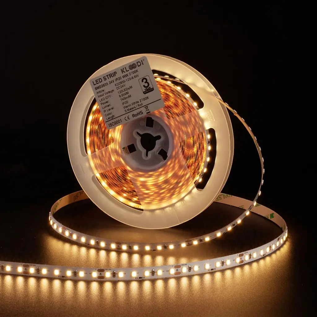 LED Стрічка 8,6W 120LED 2700K 745LM RA90 IP20 24V KLOODI KD2835-120-8.6W-2.7К-24V - фото 2