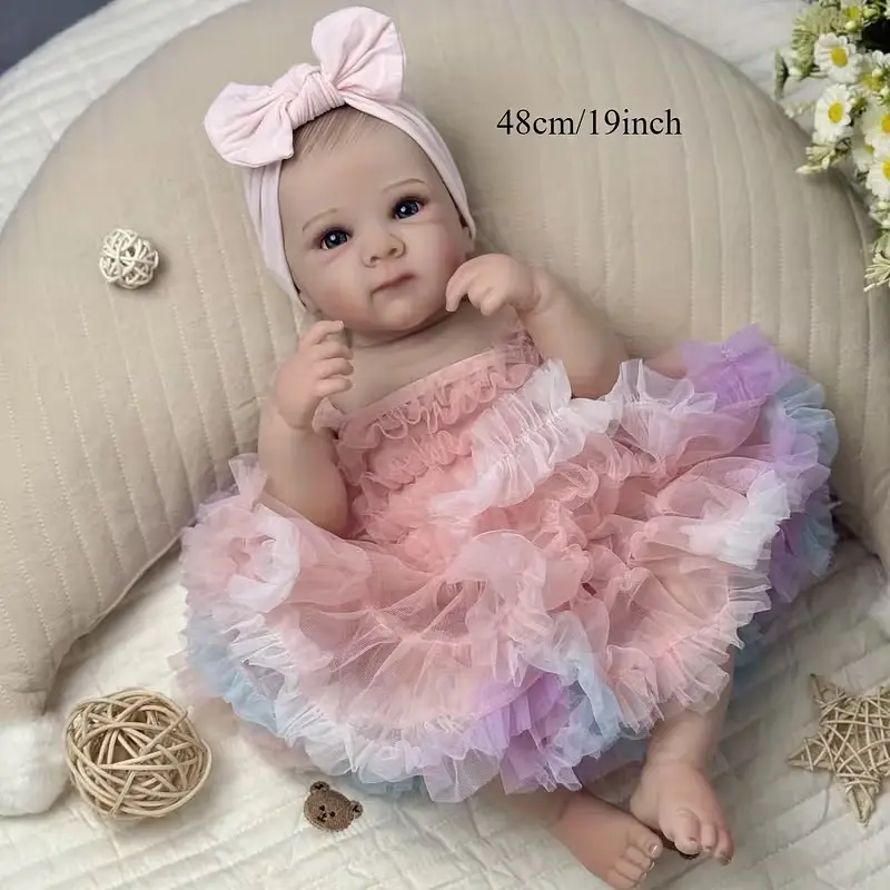 Лялька Реборн 48 см вініловая, реалістичний пупс у сукні принцеси Doll Reborn Baby Born К0100801 - фото 3