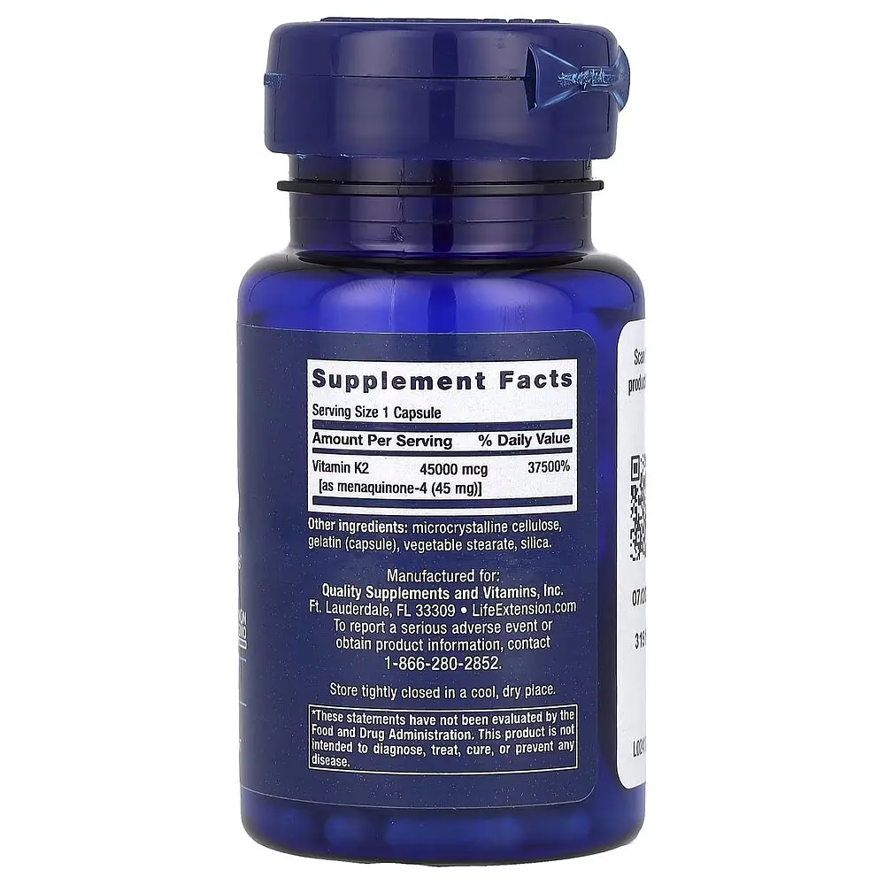 Вітамін K2 MK-4 Mega Vitamin K2 45000 mcg, 30 капсул Life Extension vit0004476 - фото 2