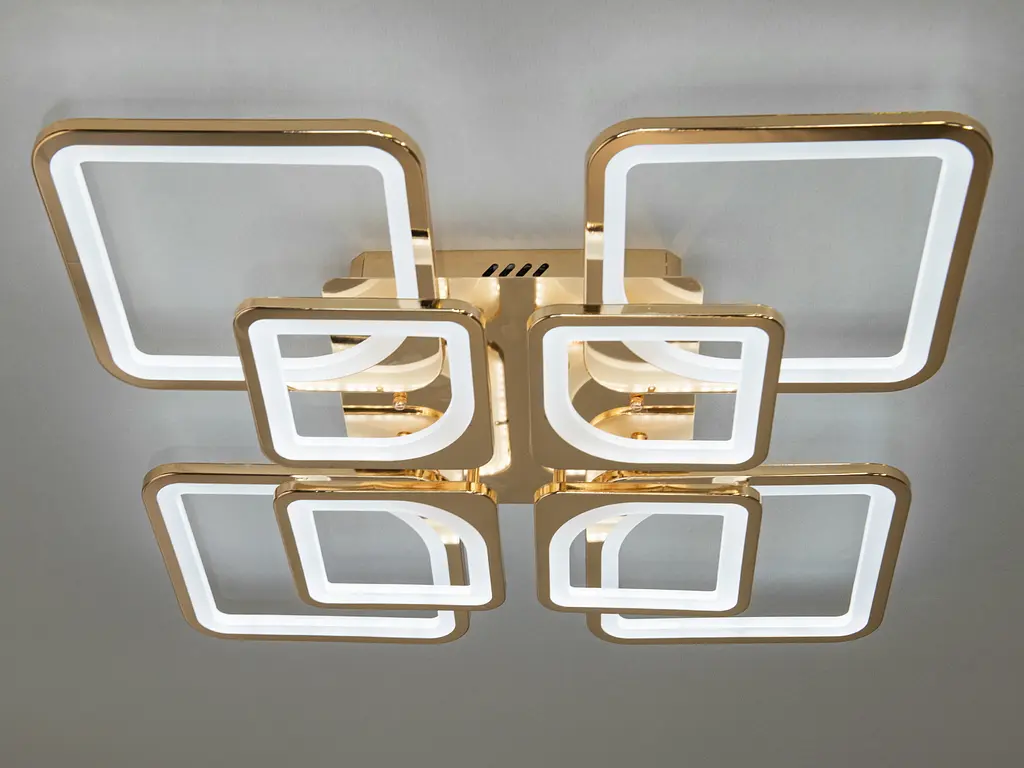 Многофункциональная потолочная светодиодная люстра, 135 Вт, золото. - фото 3