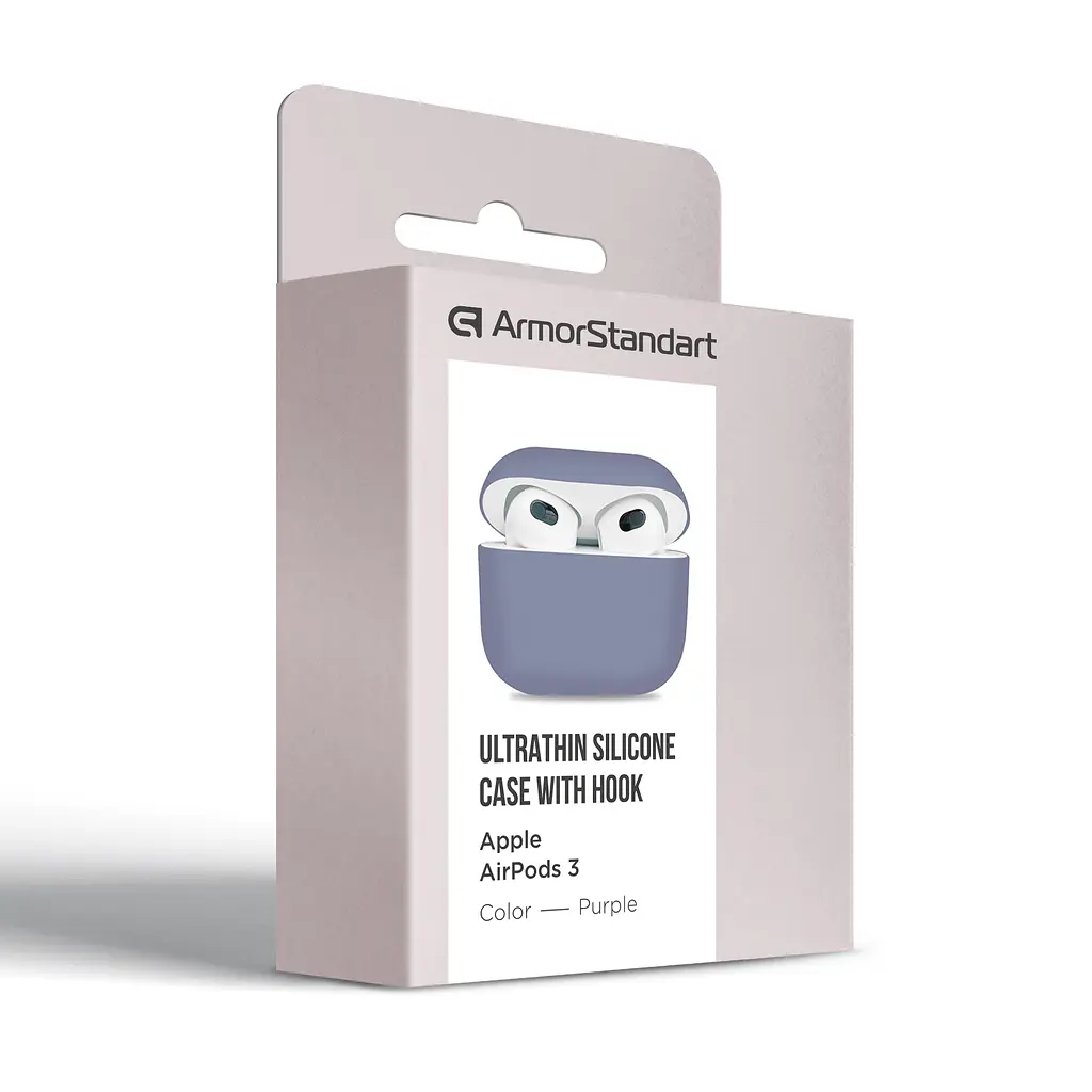 Силіконовий чохол для навушників Apple AirPods 3, Ultrathin Silicone Case, фіолетовий, захисний чохол, ультратонкий і легкий, захист від подряпин і пилу, м"який силікон, ArmorStandart (ARM60292) - фото 3