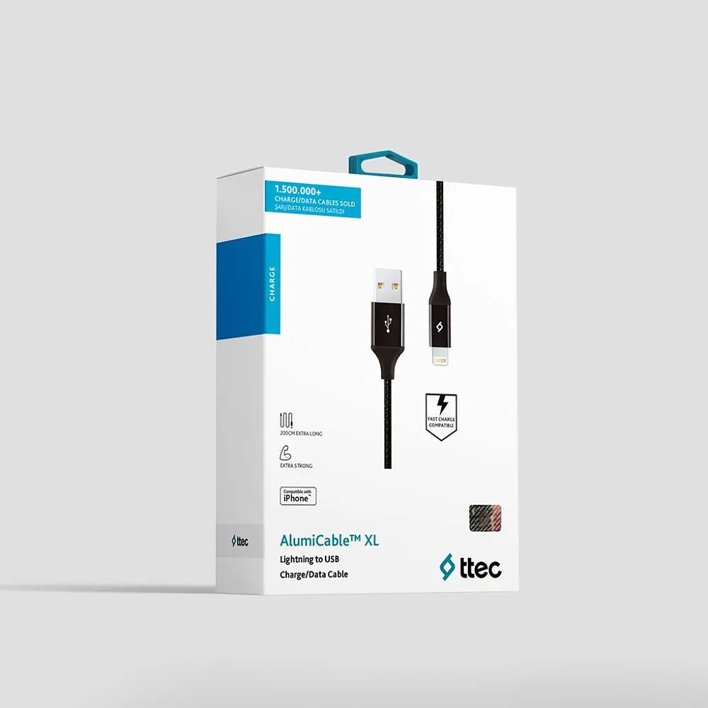 Кабель Ttec USB - Lightning (M/M), AlumiCable, 2 м, Black (2DK19S) - фото 2