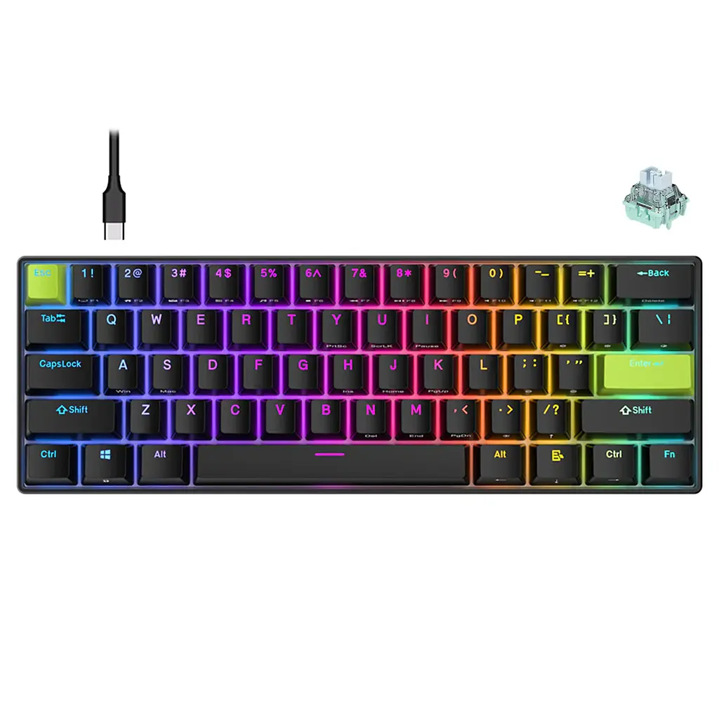 Ігрова магнітна дротова клавіатура Royal Kludge RK C61 / Mint Switch / Black - фото 2