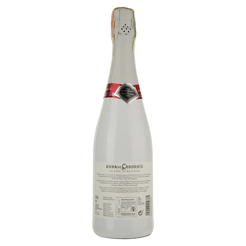 Набор вино игристое Codorniu Anna Blanc de Blancs Brut Reserve, белое, брют, 1,5 л (2 шт. по 0,75 л) + два бокала - фото 3
