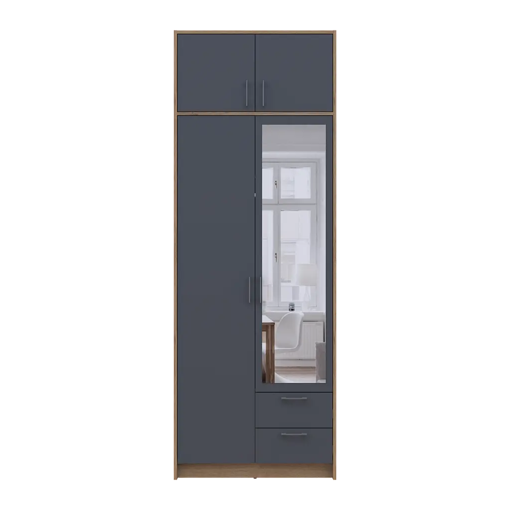 Шафа для одягу Doros Ронді з антресолей і дзеркалом Дуб Артизан/Графіт 2ДСП 82х52х236 (80737810) - фото 4