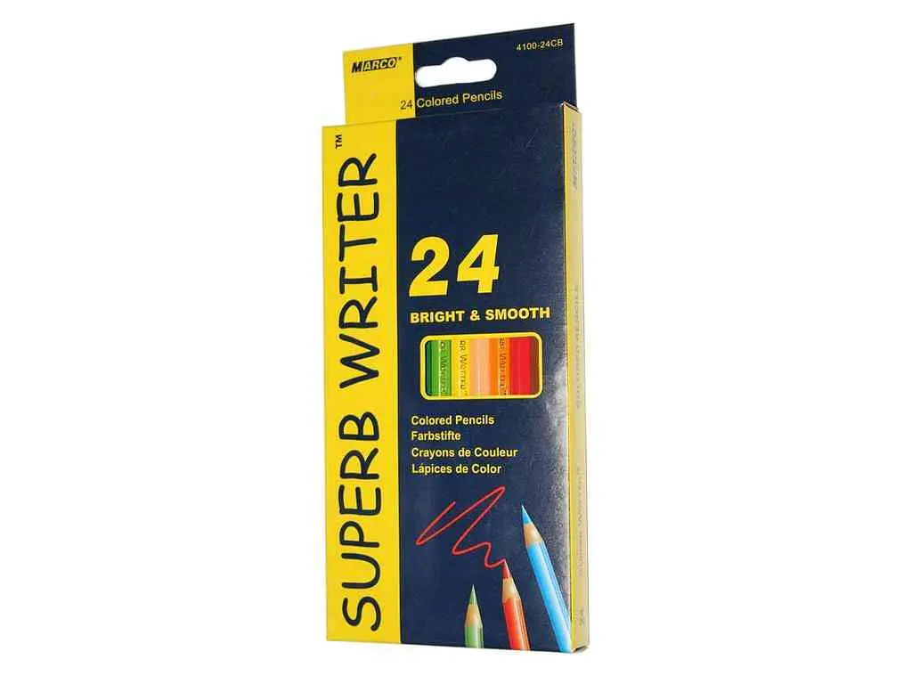 Олівці кольорові MARCO 24кол. 4100-24СВ, шестигранні, Super Writer