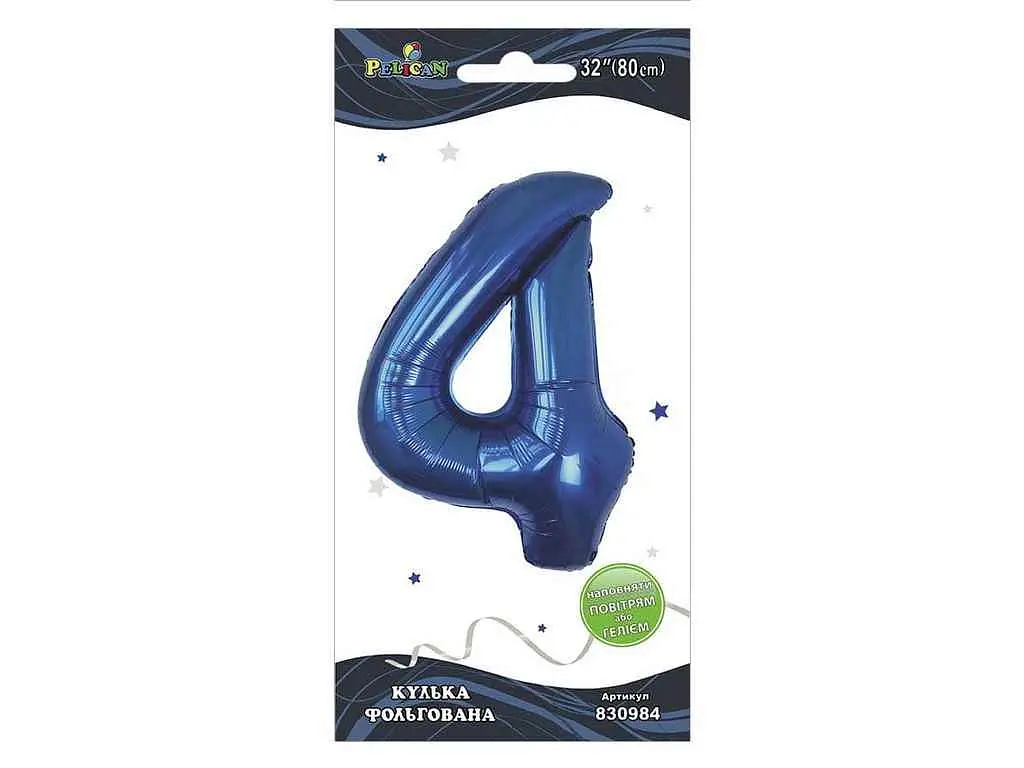 Кулька фольгована цифра PELICAN 32 (80 см) 1 4 індиго