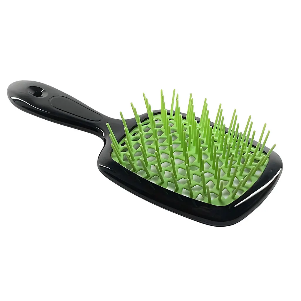 Гребінець щітка для волосся Superbrush Plus Hollow Comb Чорно-салатовий Черно-салатовый 86729