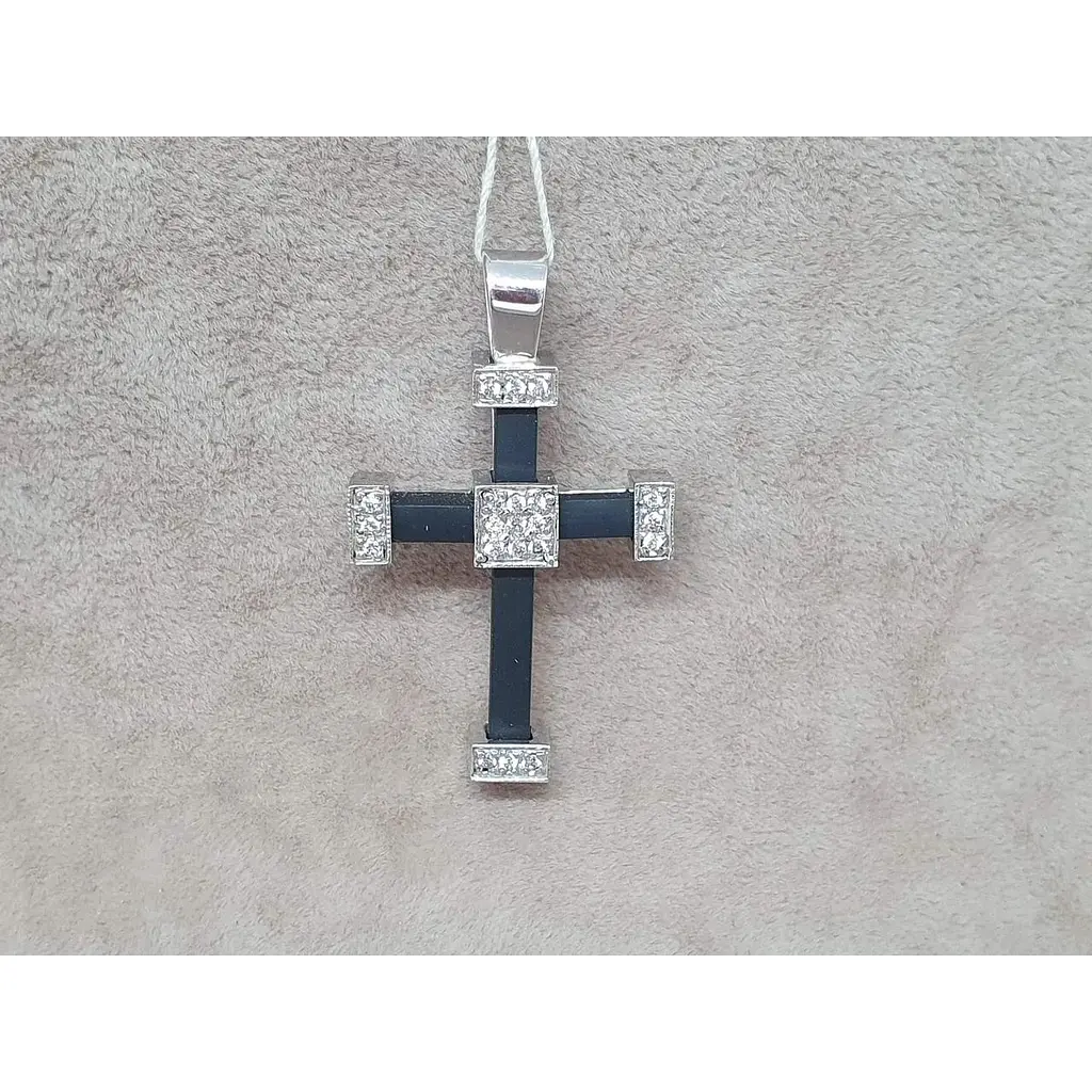 Золотой крестик Гаразд с каучуком и фианитами. 3541757Б - фото 2