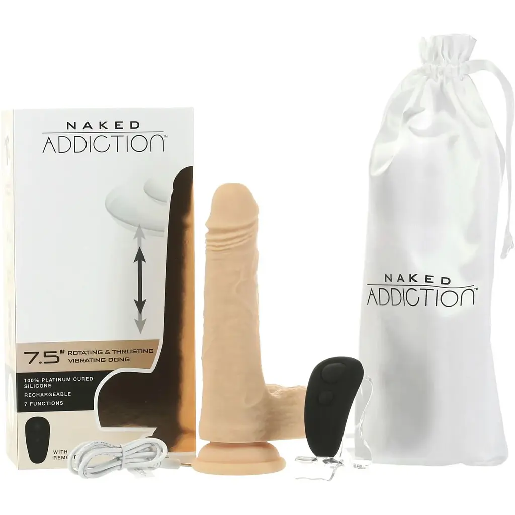 Фаллоимитатор с ротацией и пульсацией Addiction Naked The Freak 7.5" Rotating & Thrusting Vibrating - фото 6
