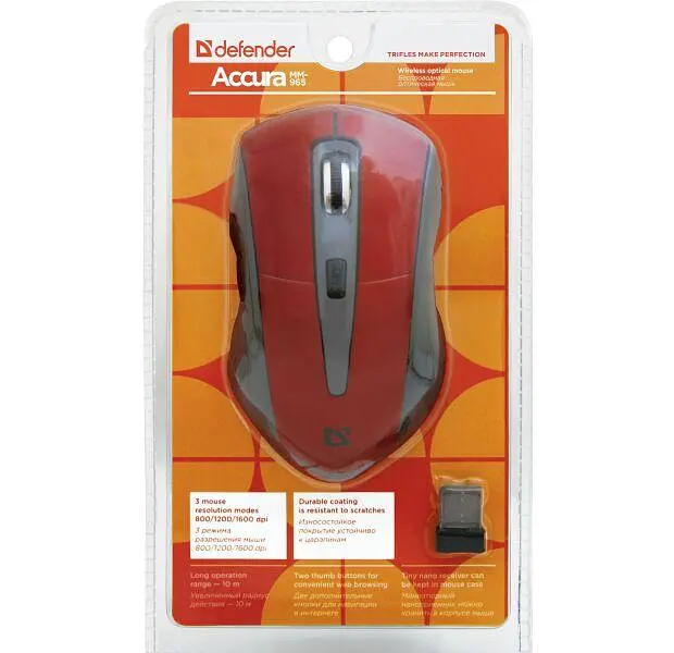 Bluetooth миша DEFENDER Accura MM-965 (52966) red UA - фото 5