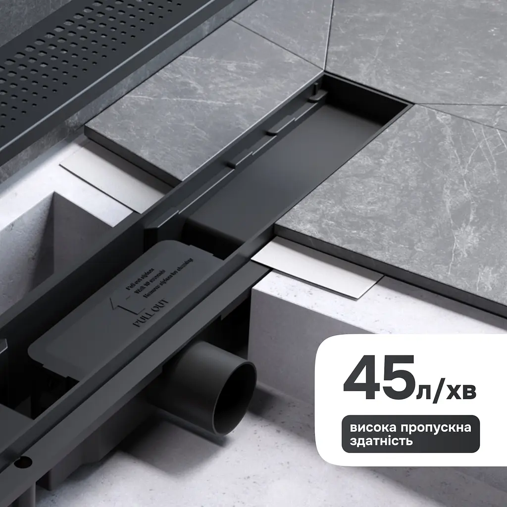 Трап для душу лінійний AM.PM Primeflow Cut Gradient 600 мм, універсальний затвор, чорний (W02SC-P11-060-01BM) - фото 6