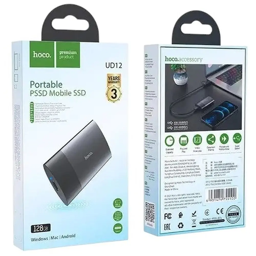 Зовнішній накопичувач Hoco PSSD Mobile SSD SSD UD12 128 GB - фото 5
