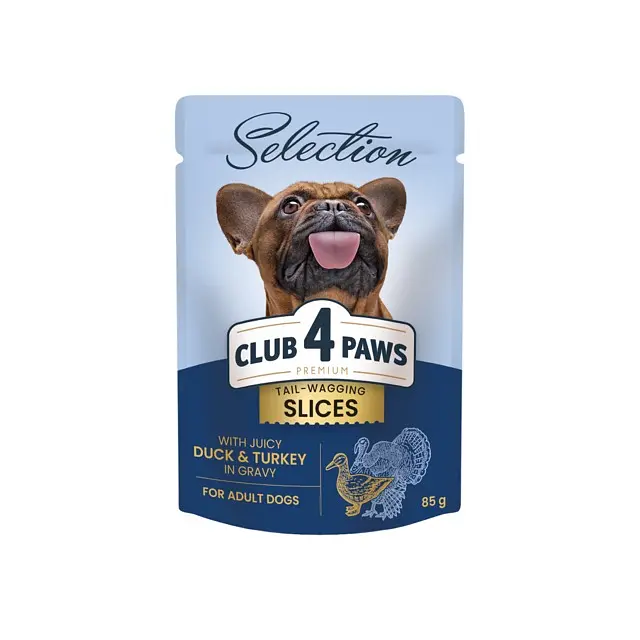 Вологий корм для собак малих порід Club 4 Paws Selection з качкою та індичкою в соусі 85 г B5530501