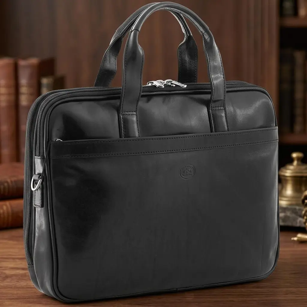 Чоловічий портфель з натуральної шкіри Tony Perotti Italico 7044-40 nero (90641) Чорний - фото 9