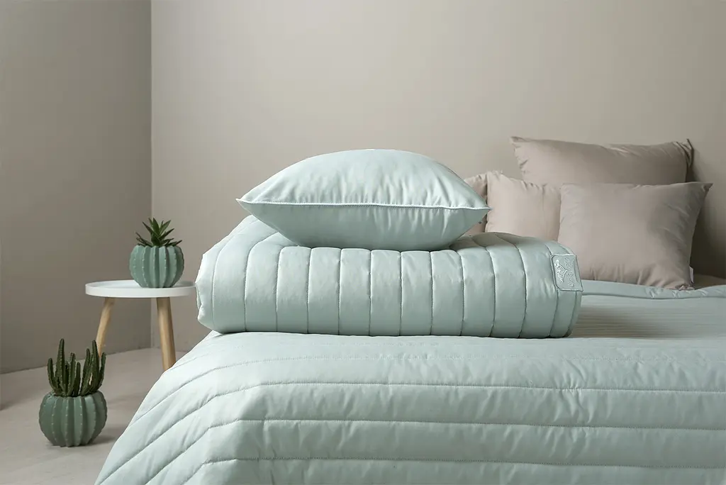 Двостороннє покривало Ideia Стиль Люкс, м'ятний та світло-сірий, 240х220 см (8-13499) - фото 8