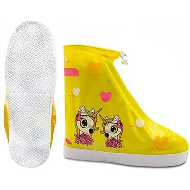 Дитячі гумові бахіли Lesko Єдиноріг XL 24 см жовті (15086) - фото 2