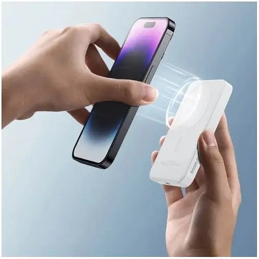 Аккумулятор внешний магнитный Baseus Magnetic Mini Wireless Fast Charge 20W 5000 mAh белый P10022107223-00 - фото 5
