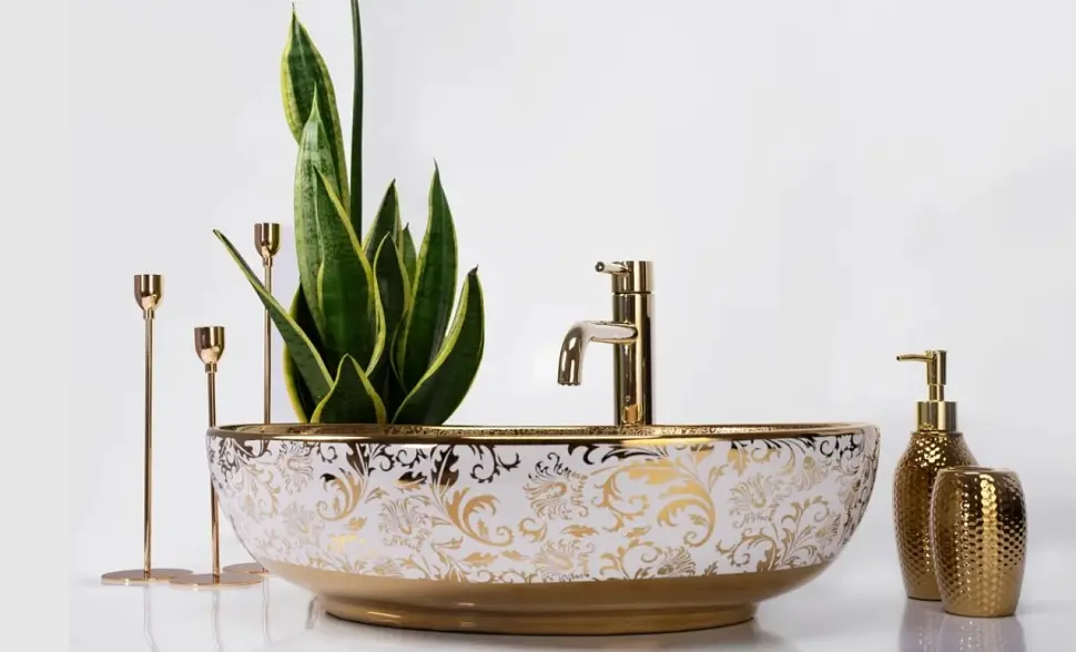 Умивальник Rea Margot 52x40 white/gold (REA-U9650) - фото 4