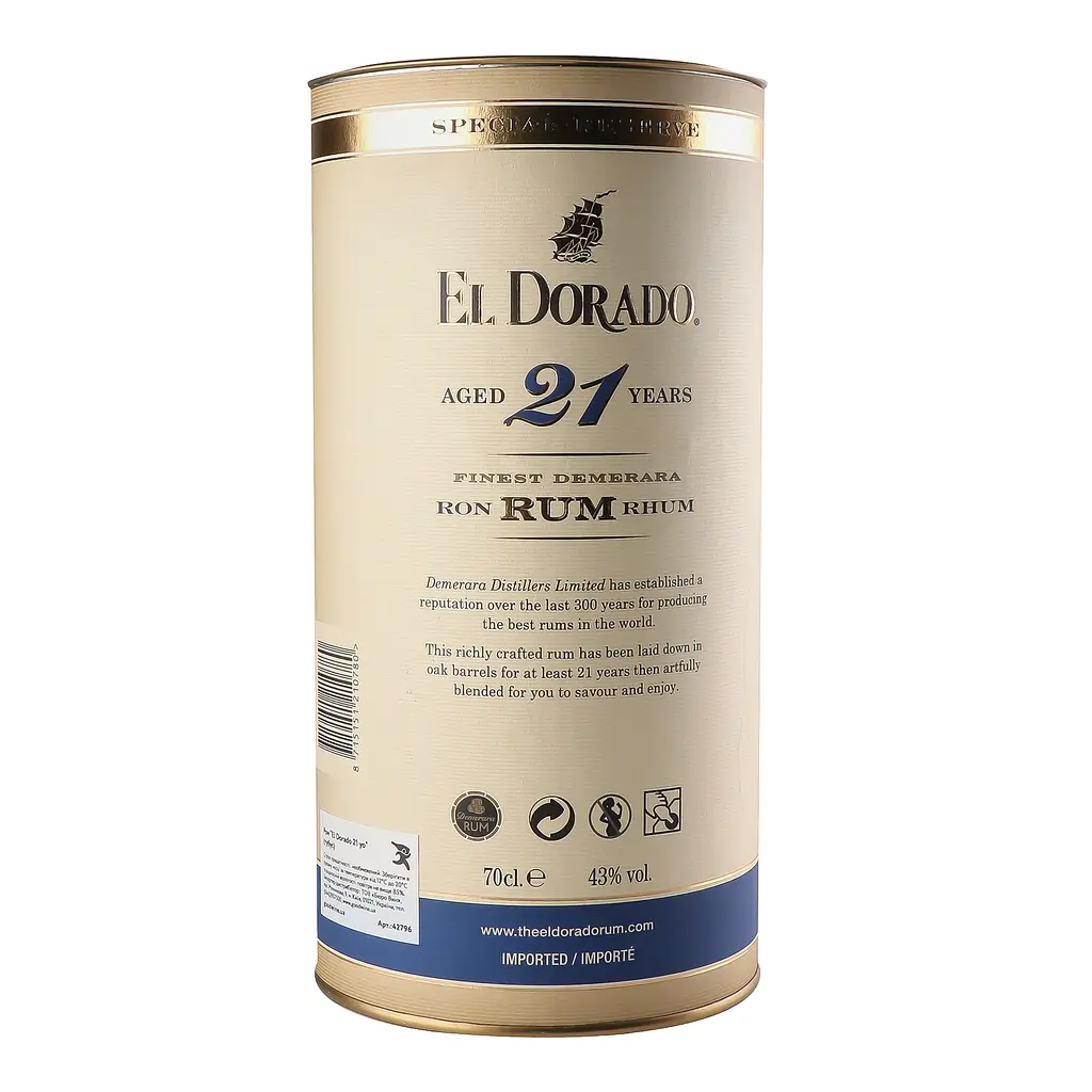 Ром El Dorado 21 Year Old, 43%, 0,7 л - фото 7