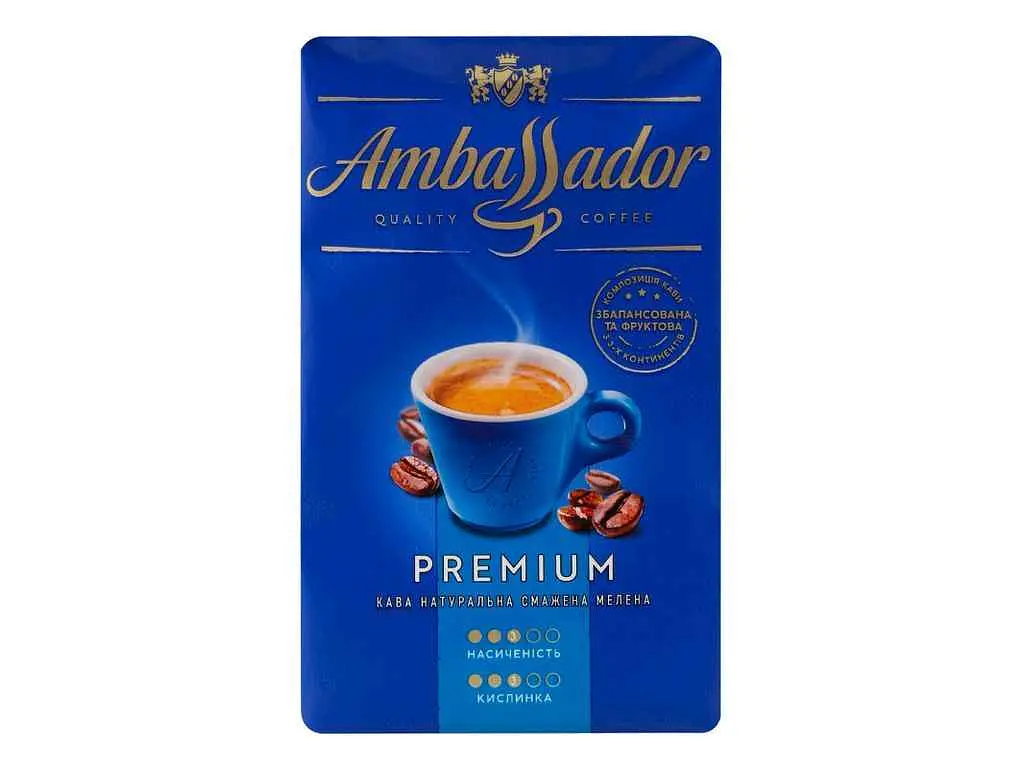 Кава мелена AMBASSADOR 225г Premium, вак.уп.