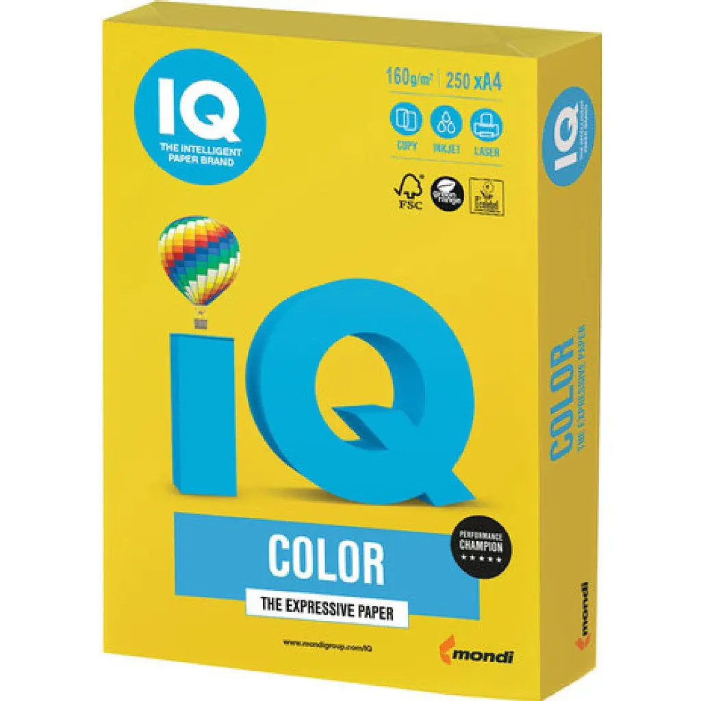 Папір IQ color А4 160g 250sh жовтий, Mustard, intensive Mondi (IG50/A4/160/IQ)