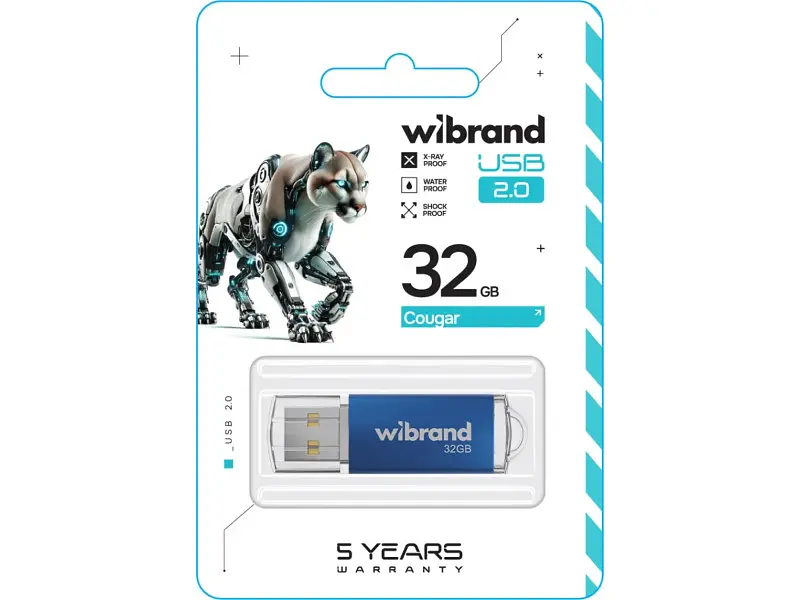 Флешка Wibrand 32 GB Cougar Blue USB 2.0 (WI2.0/CU32P1U) - фото 2