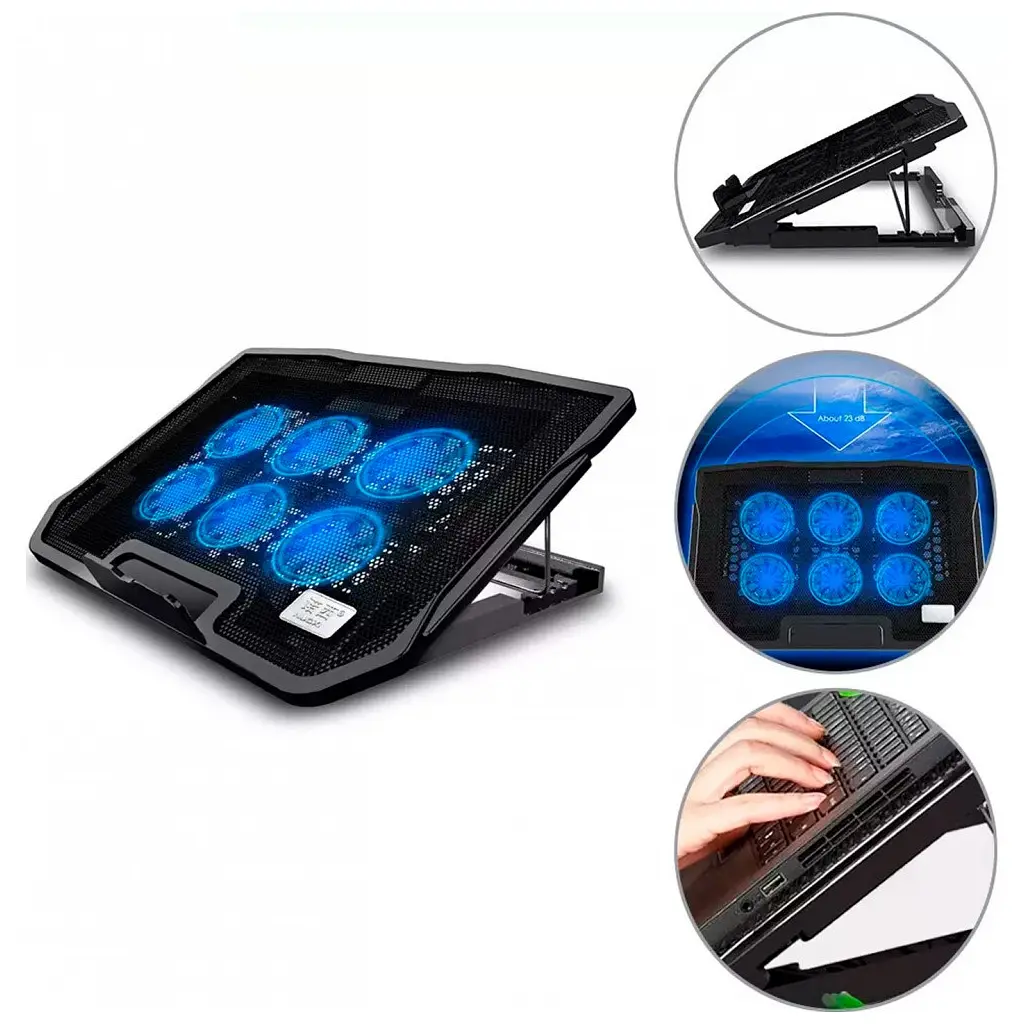Підставка до ноутбука IceCoorel 10-17", 6*70mm 1800 RPM, 2*USB, + LCD, 365*297*30mm, Black (K8) - фото 6